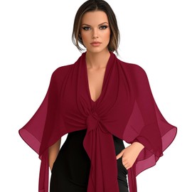Eychei Burgundy Chiffon Scarf, Soft Breathable Chiffon Shawls and Wraps, Elegant Silky Women's Hijab for Evening Dresses Wedding Bridal Scarves (79 x 24 inches)