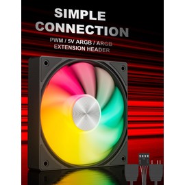 upHere 120mm Computer Case Fan 5v ARGB PC Fan with PWM 4-Pin Interface High Performance Cooling Low Noise for Enhanced PC Cooling Black U3KC1