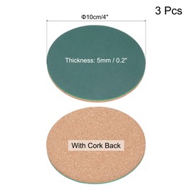 uxcell 3Pcs Cork Plant Coasters 4 x 4 x 0.2 Plant Mats Cork Coasters for Plants, Plant Coasters for House Indoors, Pot Mats for DIY Craft Project (Round, Green)