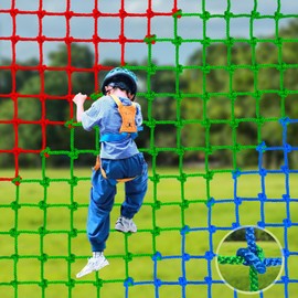 HARERNET Climbing Net for Kids Outdoor,Polyester Climbing Cargo Net Heavy Duty Large Military Playground Equipment Rope Ladder for Kids Suitable for Swing Tree House Jungle Gym (3×6.5FT)