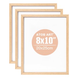 ATOBART 8x10 OAK Natural Wood Photo Frame,3 Pack Picture Frames Real Glass front Wall Hanging Gallery for Wall and Tabletop Display (OAK, 8x10,set of 3)