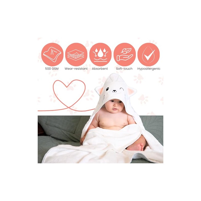 Premium Baby Towel for Bath with Hood, Extra Soft, Silky