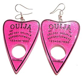 HOT PINK Glitter Ouija Board Planchette Earrings on Hypoallergenic French Ear Hooks Magenta