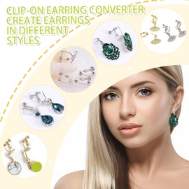 Srzllxfc 18 Pcs Adjustable Clip-on Earring Converters for Non-Pierced Ears, Convert Pierced Earrings to Clip-ons, Comfortable Jewelry Making Kit in Silver, Gold & Bright Gray, Great for DIY & Wear