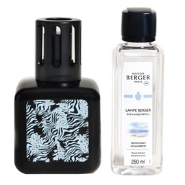 MAISON BERGER Lampe Berger Giftset Ice Cube - Home Fragrance Diffuser - Perfuming - 5.5 x 3 x 3 inches - Made in France - Includes Fragrance Ocean Breeze 8.45 Fluid Onces - 250 milliliters (Zebra)