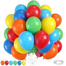 Red Yellow Blue Green Balloons,Assorted Rainbow Balloons,12 Inch Red Blue Green Yellow and Orange Balloons for Birthday,Festival,Carnival Circus,Video Game Party Decorations