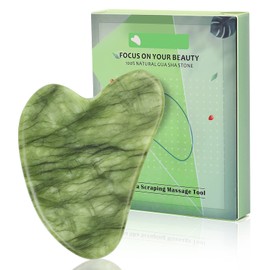Gua Sha Stone & Jade Roller Gift Set, Anti-aging Natural Facial Roller Jade Gua Sha Set, Beauty Face Roller For Rejuvenate Skin & Remove Wrinkles (Green gua sha)