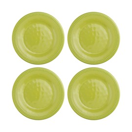 UPware 4-Piece 6 Inch Melamine Dessert Plates Appetizer Dinner Plates Small Serving Plates Party Plates Round Plate for Dessert Snack Fruit Side Dishes (Beaded, Green)