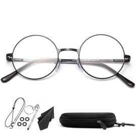 Soarea Stylish Reading Glasses, Unisex Round Glasses, Blue Light Cut, Cute Reading Glasses (Black, 1.50)