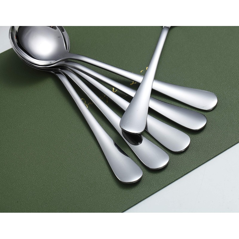 Soup Spoons, Kyraton 6 Pieces 19 cm Stainless Steel Round