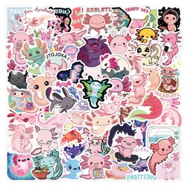 110pcs Axolotl Stickers Pack - Cute Cartoon Animal Vinyl Laptop Water Bottles Luggage Journaling& Classroom Prizes for Kids Teens Adults (Pink)