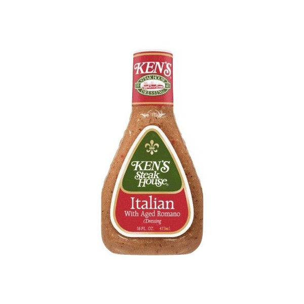 Ken's Steak House Italian Dressing with Aged Romano Cheese 16oz Bottle (Pack of 6)