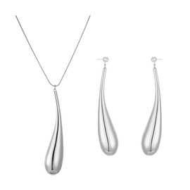 FDEETY Jewellery Set for Women Bridal Tear Drop Necklace Earrings Set Prom Wedding Jewellery Set Party Jewellery Set Wedding Bridesmaid Fashion Jewellery, Alloy Steel