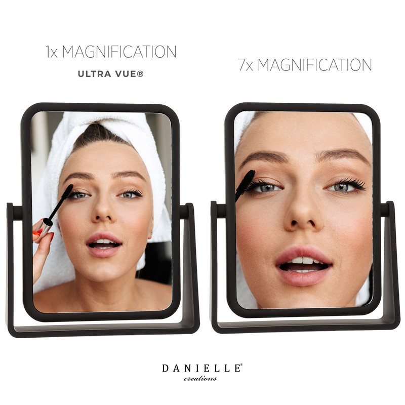 Danielle Creations 6.75-Inch Magnifying Vanity Makeup Mirror Rectangular Soft Touch