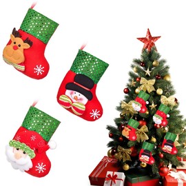 LYQNIHOB Mini Christmas Stocking, 3 Pieces Christmas Stockings, Fireplace Christmas Stockings, Christmas Hanging Stockings, Santa Stocking for Filling and Hanging, for Christmas Party Decorating