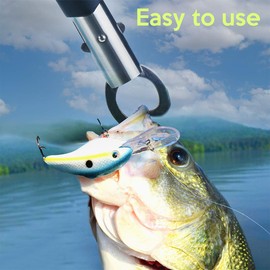 Scotank Fish Lip Gripper, Grabber Tool Fish Holder Catfishing Tackle Stainless Steel with Eva Foam and Handle Wrist Strap Kayak Accessories Survival Fishing Gear Gifts