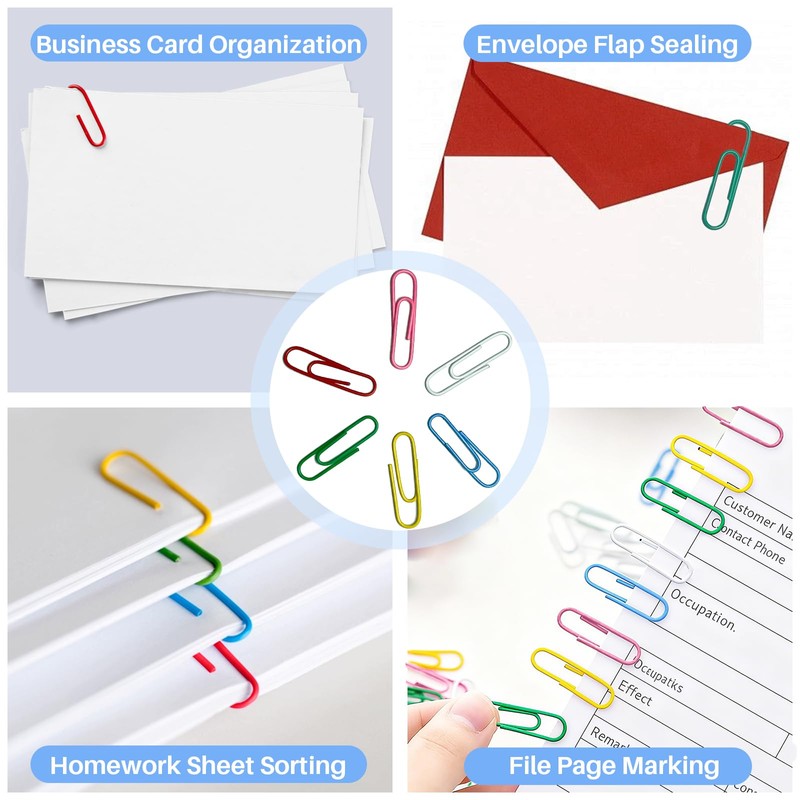 GUTE Office Clips Set 250Pcs Assorted Paper Binder Clips Push