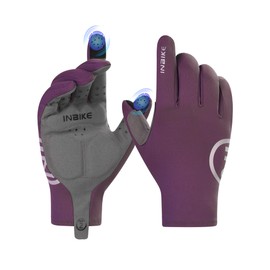 INBIKE Cycling Gloves, Winter Gloves, Outdoor Gloves, MTB, Mountain Bike Gloves, Running Gloves, Men's Winter, Warm, Windproof, Anti-Slip Touch, Non-Slip, Women's, Purple, 2XL