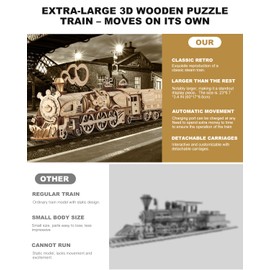 3D Wooden Puzzles for Adults, Movable DIY Wooden Train Crafts Vehicle Building Model car Kits, 3D Puzzles Birthday Present for Adults Teens
