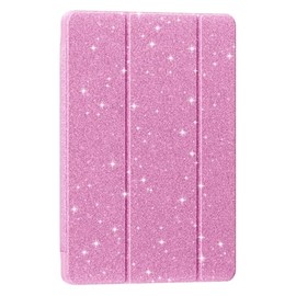 Slim Sparkly Cover with Shiny Back Shell, Auto Wake/Sleep - Bling Pink