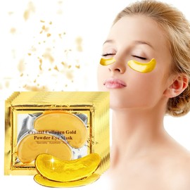 30 Pares de Parches para Ojos-Máscaras de colágeno de 24 K en polvo de oro, antienvejecimiento, elimina bolsas, círculos oscuros y descoloración, antiarrugas, hidratante, blanqueante, elimina manchas y puntos negros (30 paquetes,Un par por paquete)