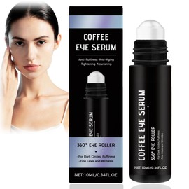 Caffeine Eye Serum,Under Eye Cream for Dark Circles and Puffiness Anti Aging with 360° Massage Ball,Eye Cream for Wrinkles,Reduces Fine Lines & Wrinkles,Instant Wrinkle Remover,Eye Bags Remover