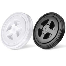 Jetec 2 Pieces 5 Gallon Screw Cap Plastic Leak-proof Screw Seal Lids of Chemical Food Coatings Storage Buckets 5 Gal Bucket Chicken Feeders (White and Black)