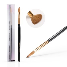 100% Sable Kolinsky Acrylic Brush for Nails Aokitec Nail Brush #8 Suitable for Professional Acrylic Brush for Nails Wood Nail Art Brush for Acrylic Application Manicure Tool