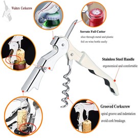 Kit-Home Professional Waiter Corkscrew Wine Openers Set (2 PCS),Upgraded With Heavy Duty Stainless Steel Hinges Wine Key for Restaurant Waiters, Sommelier, Bartenders (White 2 Packs)