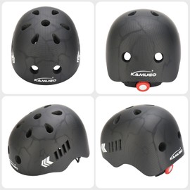 KAMUGO Kids Bike Helmet Set, Toddler Helmet for Ages 2-8 Boys Girls with Sports Protective Gear Set Knee Elbow Wrist Pads for Skateboard Cycling Scooter Rollerblading (Black)