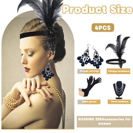 4 Pieces 1920s Accessories for Women, Flapper Accessories, Great Gatsby Accessories Women, 1920s Accessories, Flapper Girl Accessories, Gatsby Accessories Women, Peaky Blinders Fancy Dress Accessories