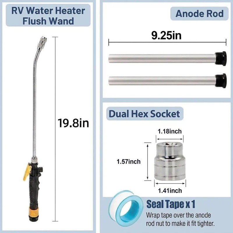 DEHOMKUS RV Anode Rod Kit 9.25" 3/4"NPT for Suburban Mor-Flo
