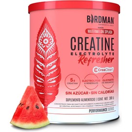 BIRDMAN Creatine Refresher Creatina Monohidratada con Electrolitos y Magnesio Sin Azúcar, Sin Calorías Vitaminas Sabor Sandía 30 Porciones 300g