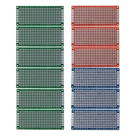 LAMPVPATH (Pack of 12) PCB Prototype Board, Double Sided PCB Proto board For DIY Solder Breadboard, (Color of Red, Green, Blue) 3cm X 7cm(1.181" X 2.755") Universal Printed Circuit Board