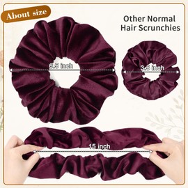 CEELGON Burgundy Big Velvet Scrunchie 6.5 Inches Jumbo Scrunchies Hair Ties Oversized Ponytail Holder for Thick Curly Hair Extra Large Hair Accessories for Women (Burgundy)