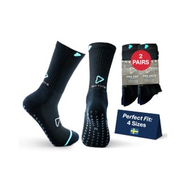 PRO SOCK Soccer Grip Socks Soccer, 2-PAIRS Non Slip Socks, Football, Golf, Rugby, Pickleball, Soccer Grip Socks Men, Women (US, Numeric, 10, 12, Black)
