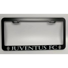 BLACK "JUVENTUS FC" Black License Plate Frame, Custom Made of Powder Coated Metal