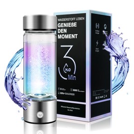LOZITX Upgraded Wasserstoff Wasserflasche【H2-Konzentration bis zu 2 Mal 3 Minuten /3000 PPM】hydrogen water bottle【tärkste H2-Aktivität】mit 8nmO2-H2-Trenntechnik Silber Generator