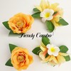 2 PCS Yellow Tropical Flower Clips, Plumeria Hair Accessories, Camellia