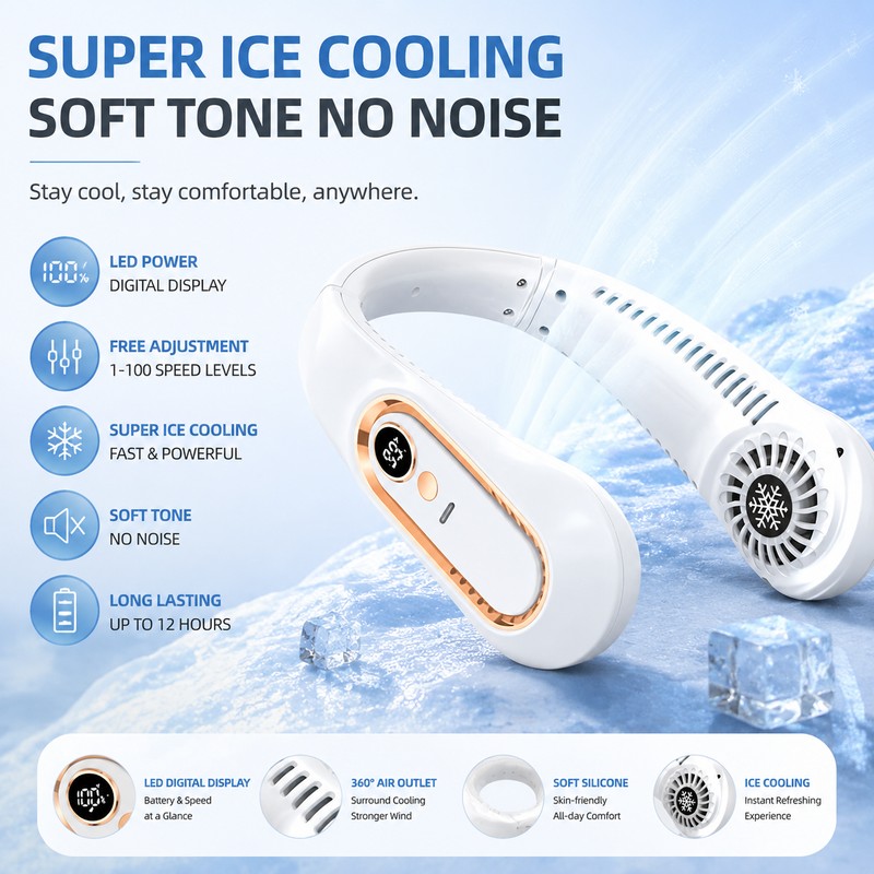 Portable Handheld & Neck Refrigeration Fan for Outdoor Cooling –