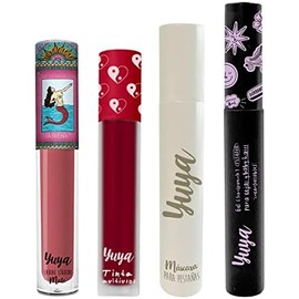 YUYA Kit de Maquillaje 4 Piezas, Labial La Sirena, Tinta Multiusos Yin Yang, Máscara de Pestañas y Gel Fijador de Cejas