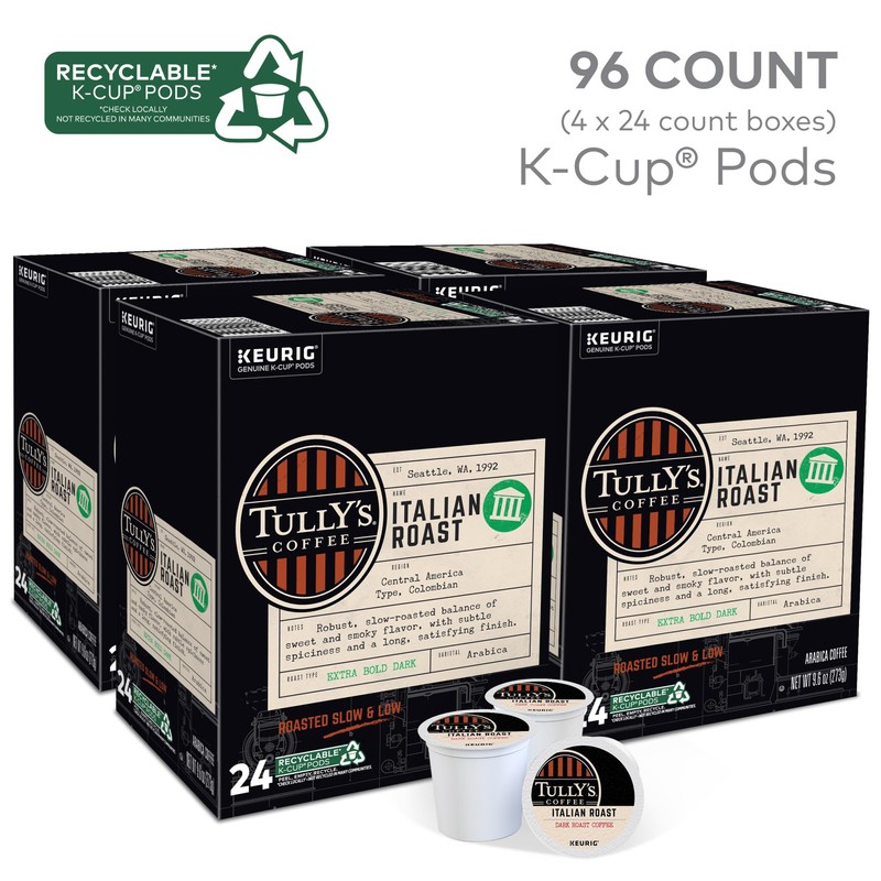 Tully's Coffee Italian Roast Keurig Single-Serve K-Cup Pods, Dark Roast