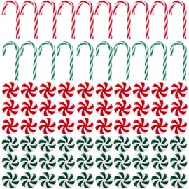 Yardwe 80 Pieces Christmas Candy Cane Ornaments Peppermint Christmas Decorations for Crafts Home Christmas Decoration (Red and Green)