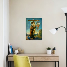 Jesus Christ on The Cross Embracing St. Francis of Assisi Bible Poster A3 Size