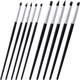 SmallCat 10pcs Silicone Paint Brushes, Flexible Clay Carving Tools, Professional Sculpting Tools for Handicraft Pottery Artwork Shaping Carving DIY- Black