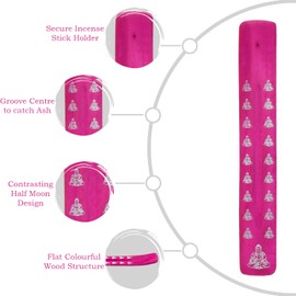 Incense Stick Holder – Joss Sticks Holder Burner Catchers Wooden Stand With Ash Catcher For Home Décor And Fragrant Accessory , Aromatherapy , Meditation , Yoga , Office (Buddha - Pink)