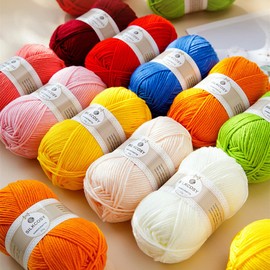 Crochet Yarn 12 Colours x 50 g Hand Knitting Yarn for Crochet and Crafts