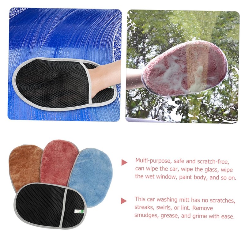 LIFKOME Reusable Car Wash Mitts Machine Washable Compact Design for