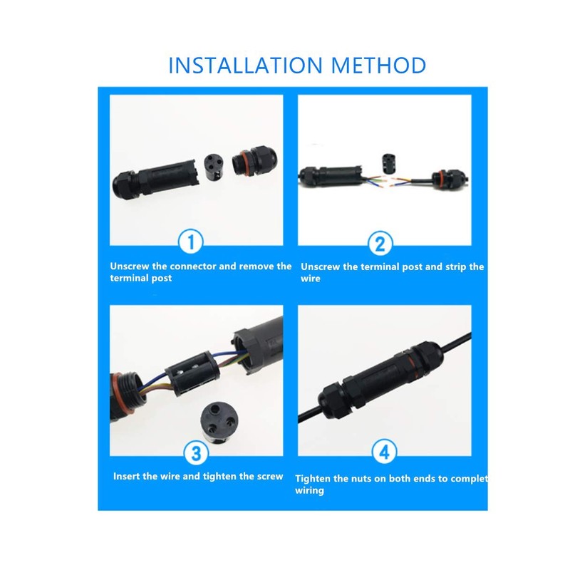 Cable Connector Waterproof IP68 3-Pole for 1-13 mm Cable Diameter,