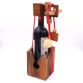 ROMBOL Bottle Safe, Elegant Wooden Thinking Game for Large Bottles, Model: 1